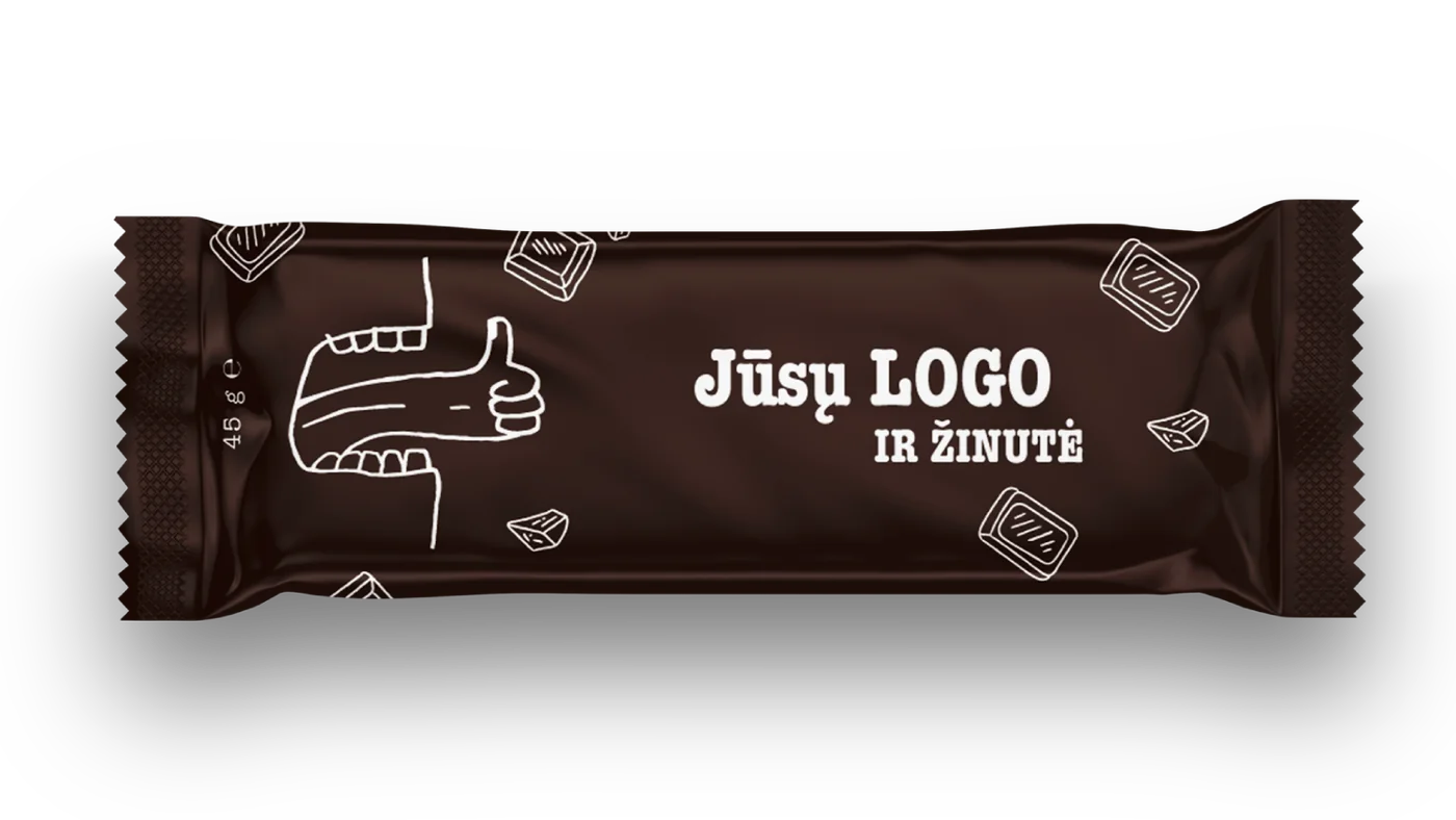 Cheatless batonėlio maketas su užrašu Jūsų logo ir žinutė